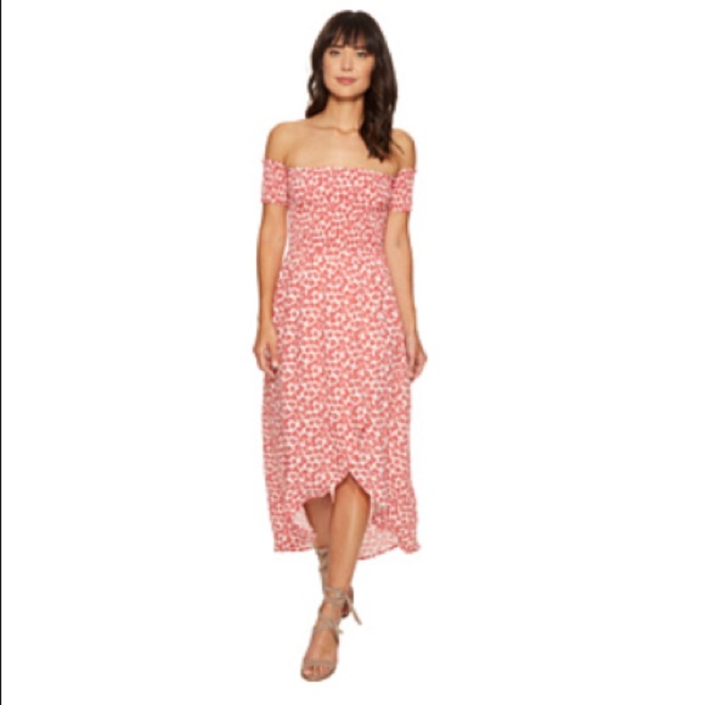 Red and white floral dress